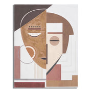 Dipinto su tela Ethnic Face volti stilizzati etnici nei toni terra 60x80 cm