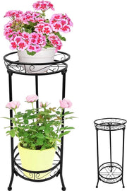 Supporto per Piante a 2 Livelli, Stabile, per Fiori, per Interno e Esterno, Display per Piantine per Salotto, Balcone, Giardino