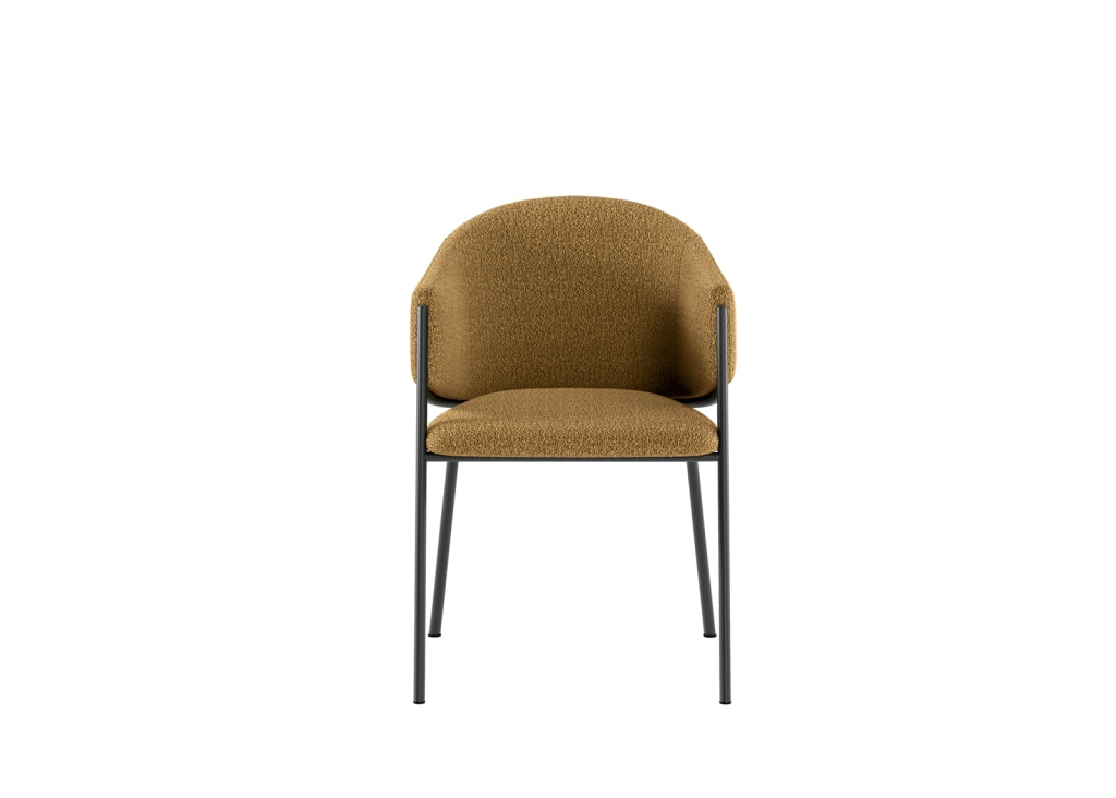 Set 2 Sedie Medea 53x60x78 cm in Tessuto Easy-Clean Bouclé Ocra