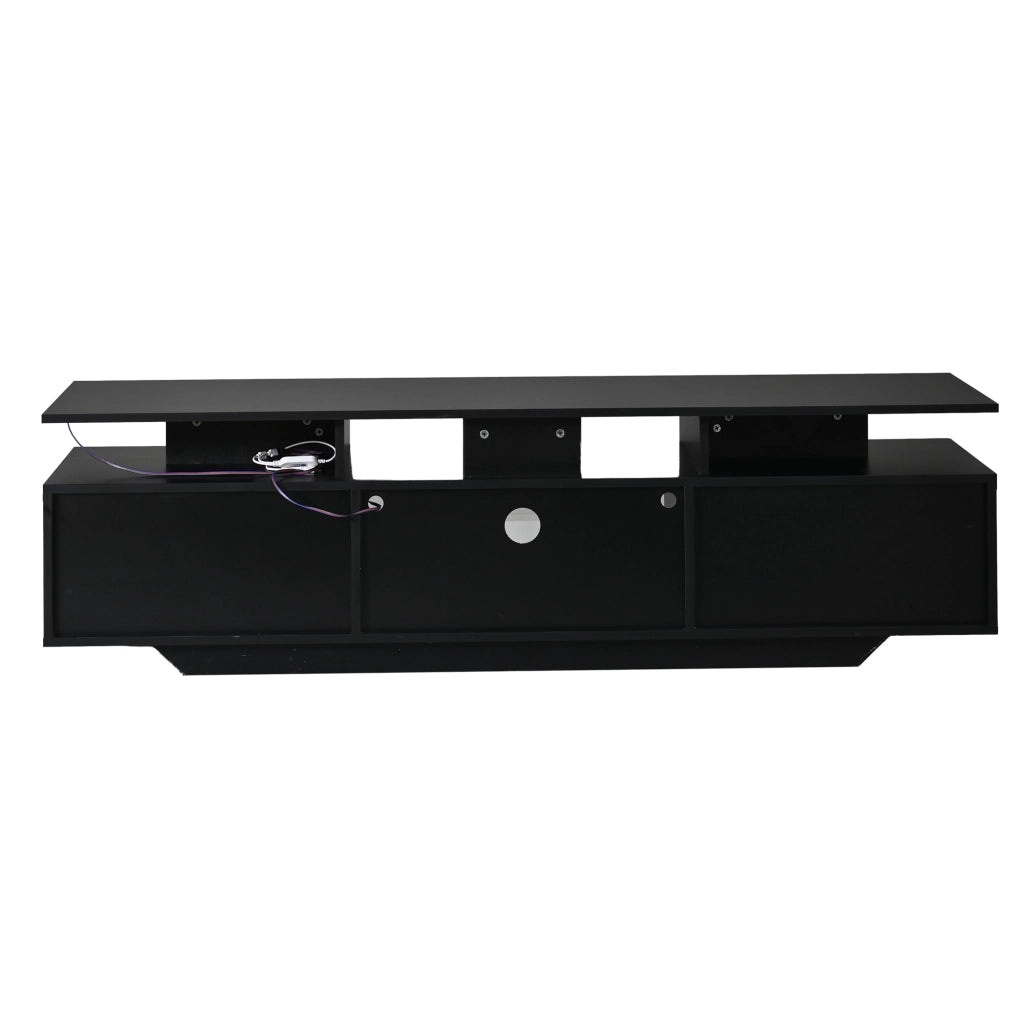 Mobile TV da salotto 160x40x45 cm nero con LED, 2 armadi e 8 ripiani