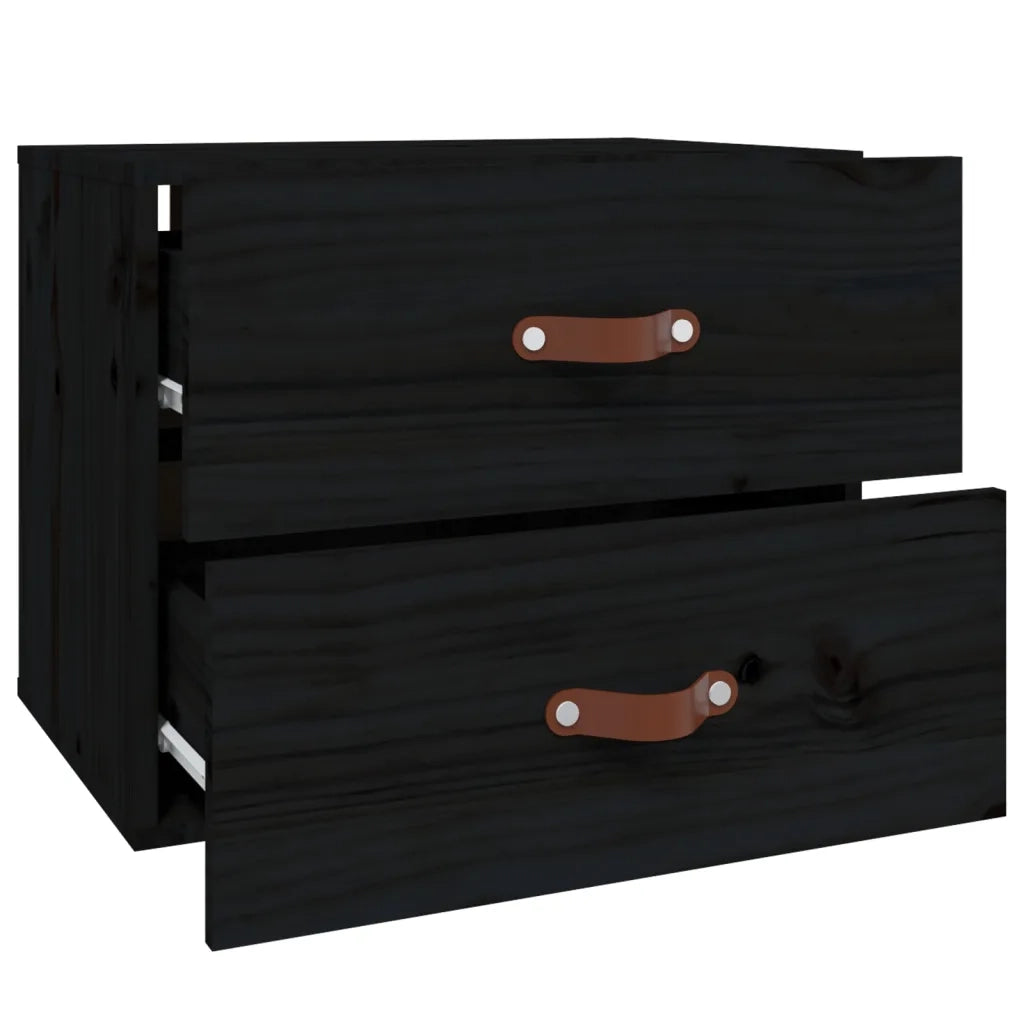 Comodino a Muro-Tavolino da notte sospeso Nero 50x36x40 cm 784834