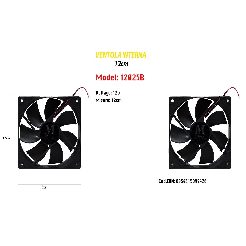 Trade Shop - Ventola Raffreddamento 120mm Per Pc Silenziosa Speed Molex 12v Maxtech 12025b -