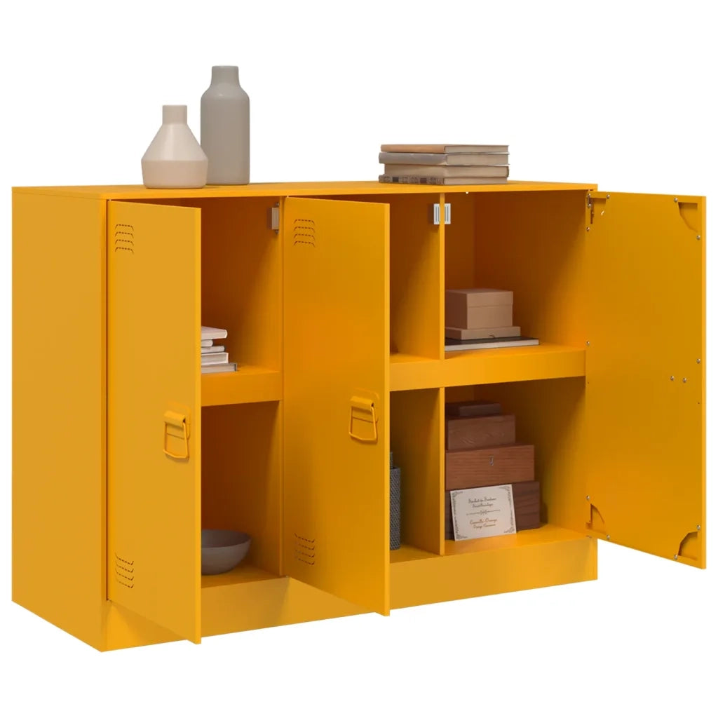 Credenza Giallo Senape 99x39x73 cm in Acciaio