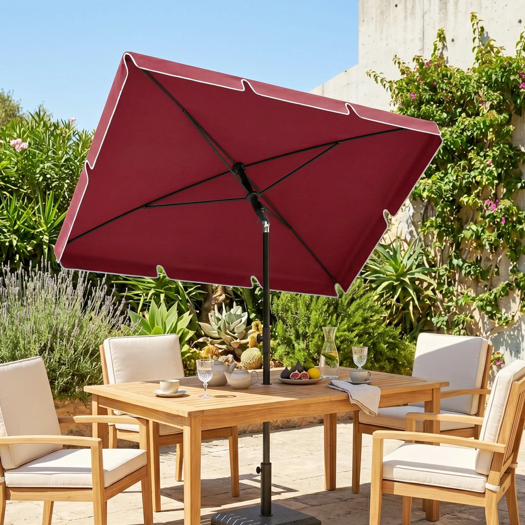 Ombrellone da Giardino Rettangolare 2x2.4 m con Inclinazione Regolabile, Rosso e Nero