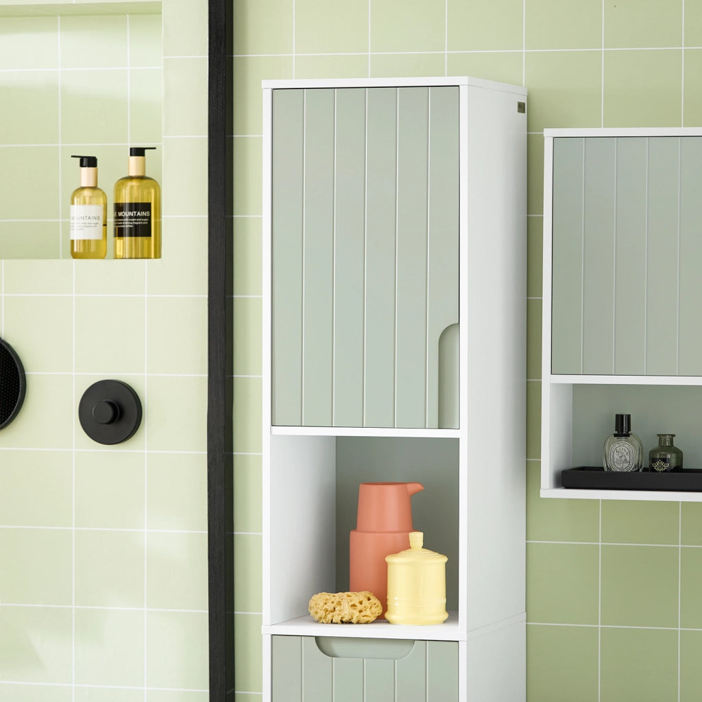 SoBuy Armadio Colonna salvaspazio Mobiletto salvaspazio Scaffale Alto Mobiletto Bagno Verde 31x30x167cm BZR137-GR