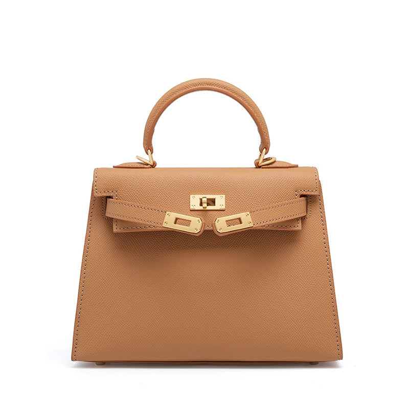 Borsa a tracolla da donna in vera pelle, colore marrone.