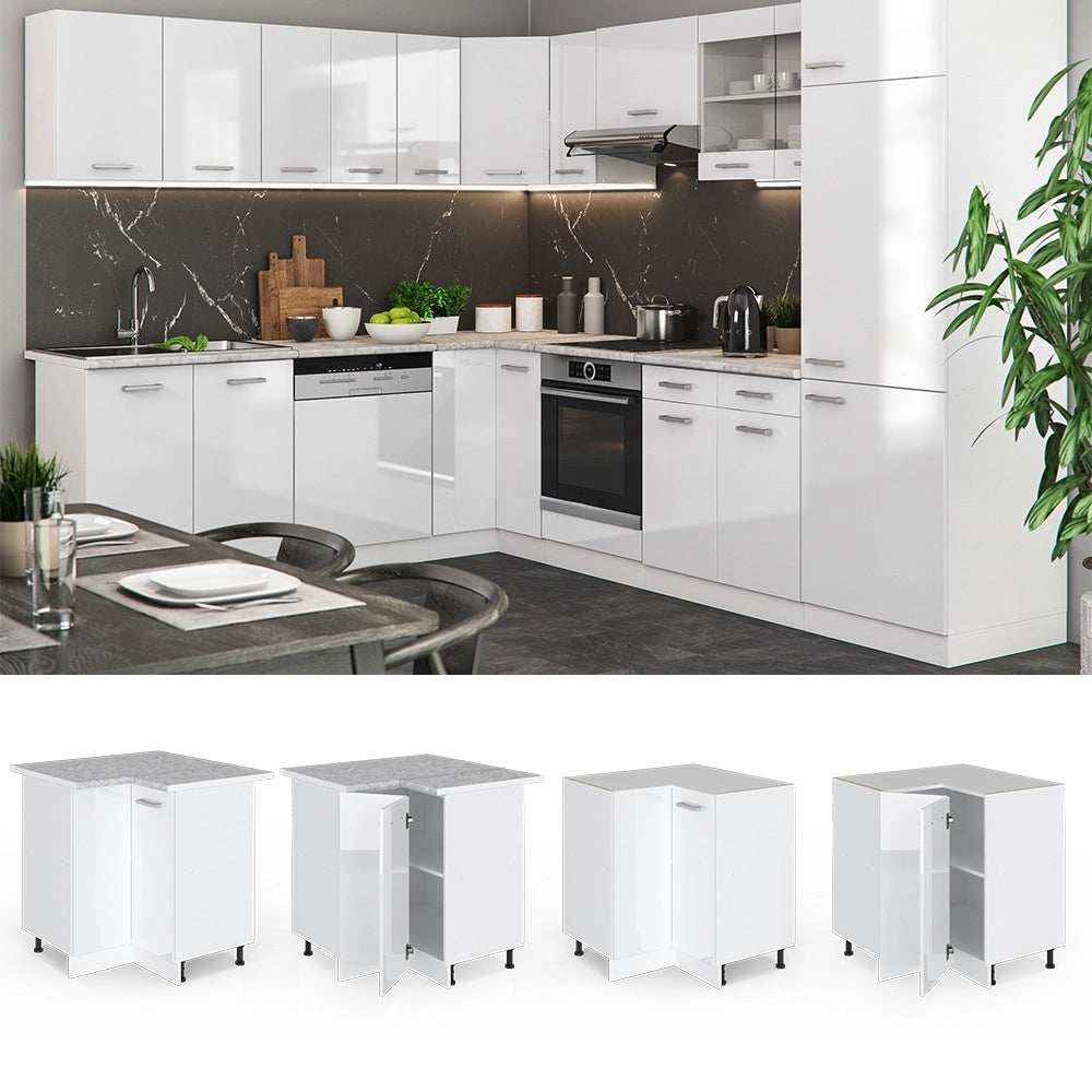 Mobile ad angolo cucina R-Line Bianco lucido/Bianco 75.6 cm senza piano di lavoro Vicco