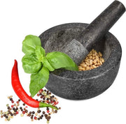 Set di pestello e martelletto in granito - Pestello per erbe pesto grande - per erbe pesto - Martelletto con pestello - Diametro 16 cm