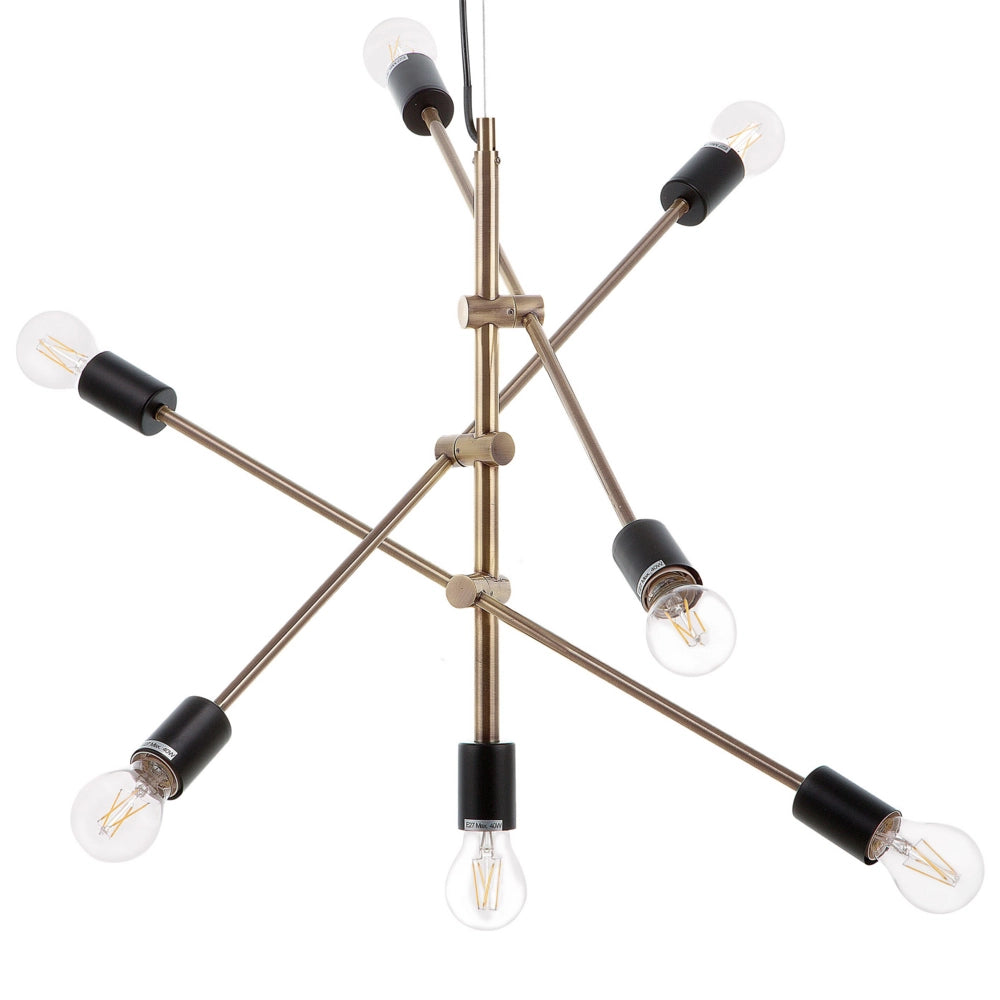 Lampada a sospensione a 7 luci Lampada da soffitto industriale da soggiorno in metallo ottone
