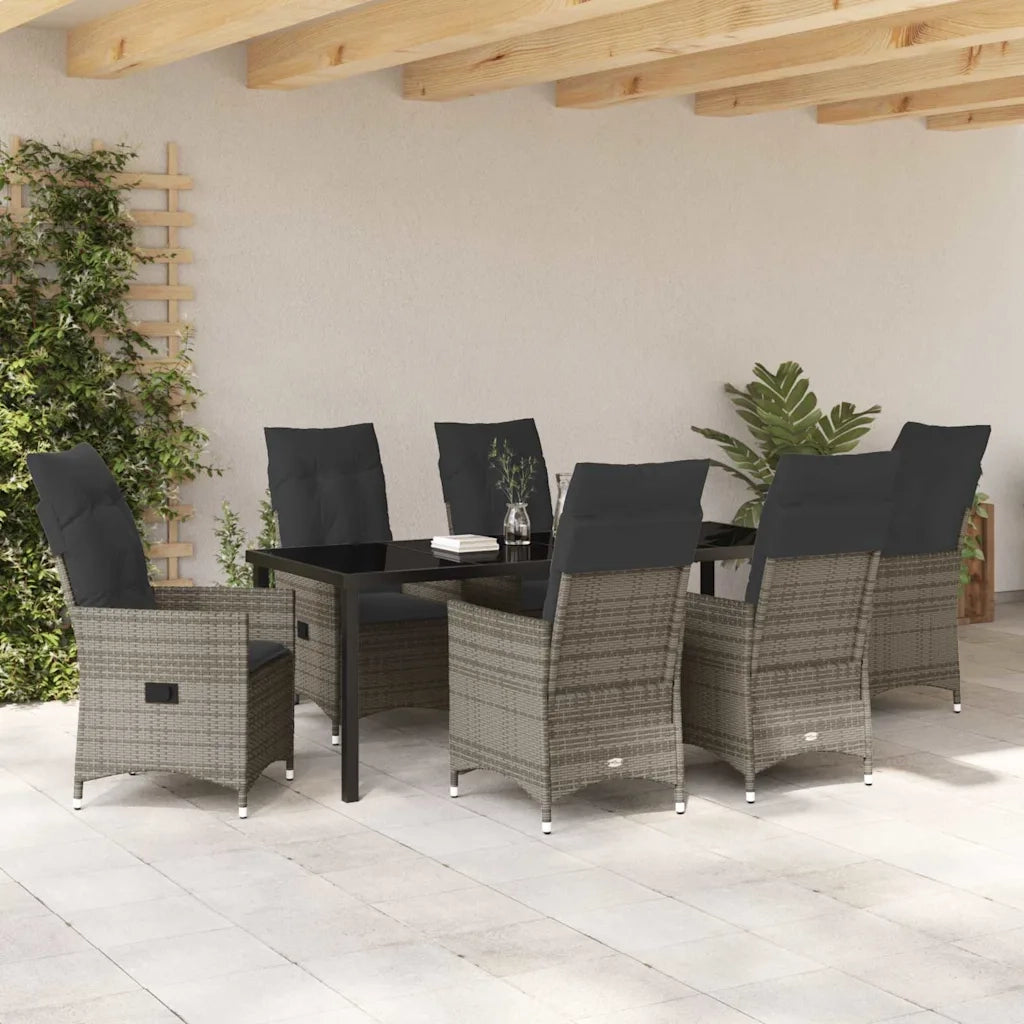 Set da Pranzo per Giardino con cuscino 7 pcs Grigio polyrattan 3379553
