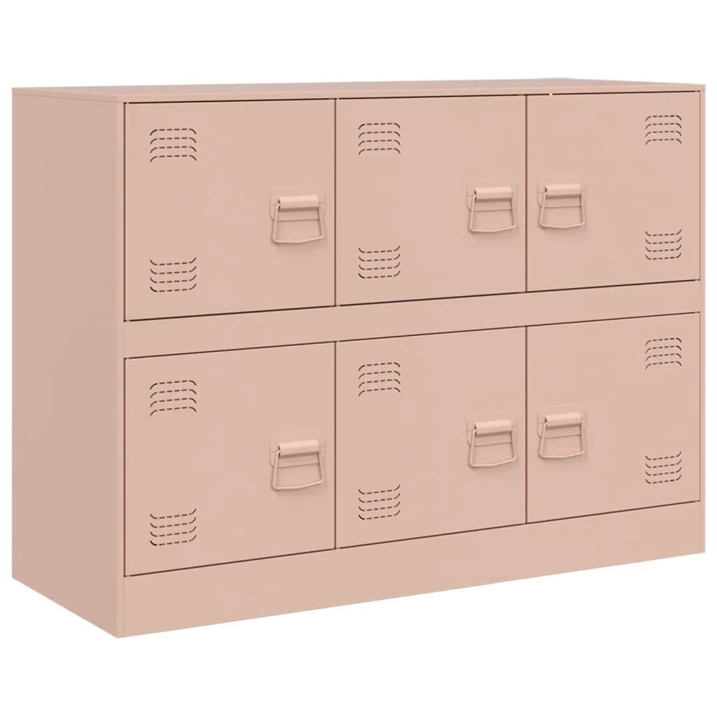 Credenza cassettiera armadio mobile contenitore organizer per cucina soggiorno salotto 99 x 39 x 73 cm acciaio rosa 02_0036219