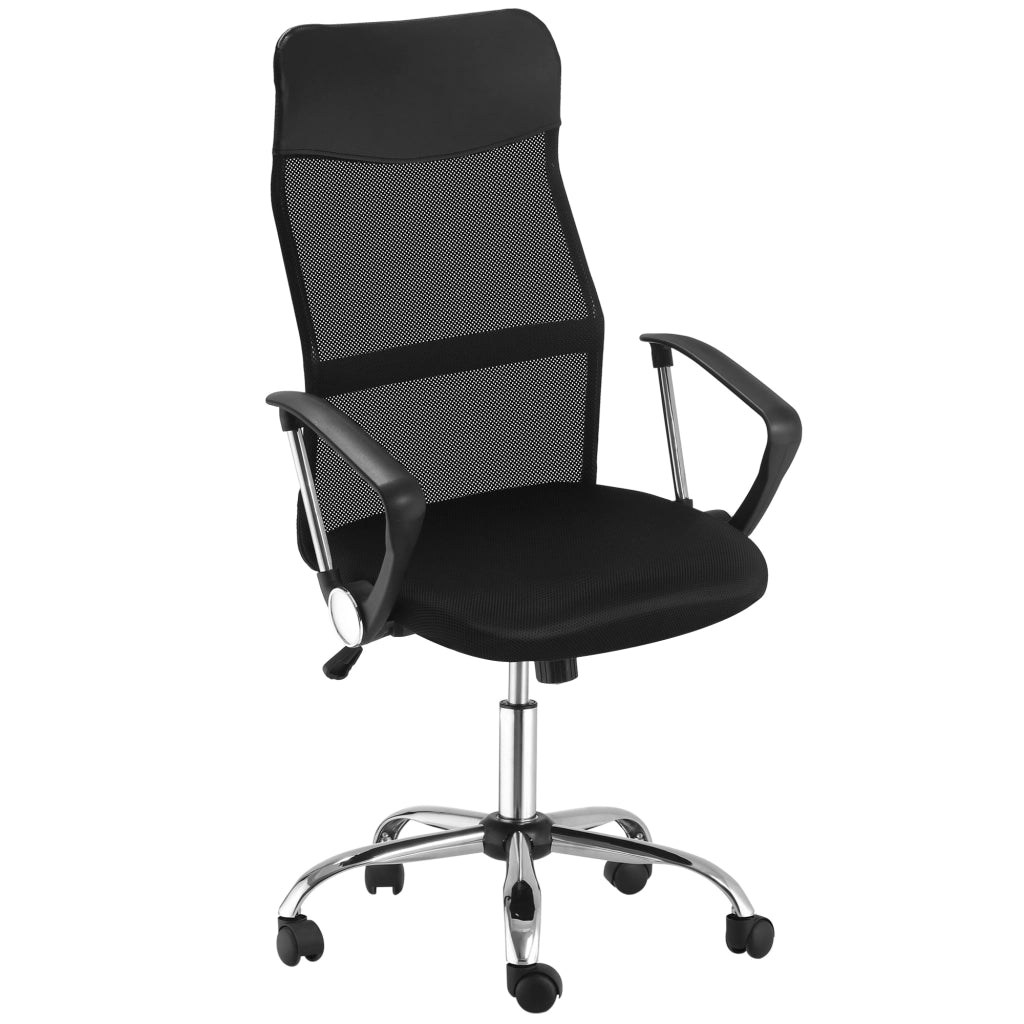 Sedia da ufficio ergonomica girevole con altezza regolabile funzione dondolo poggiatesta in schiuma nero