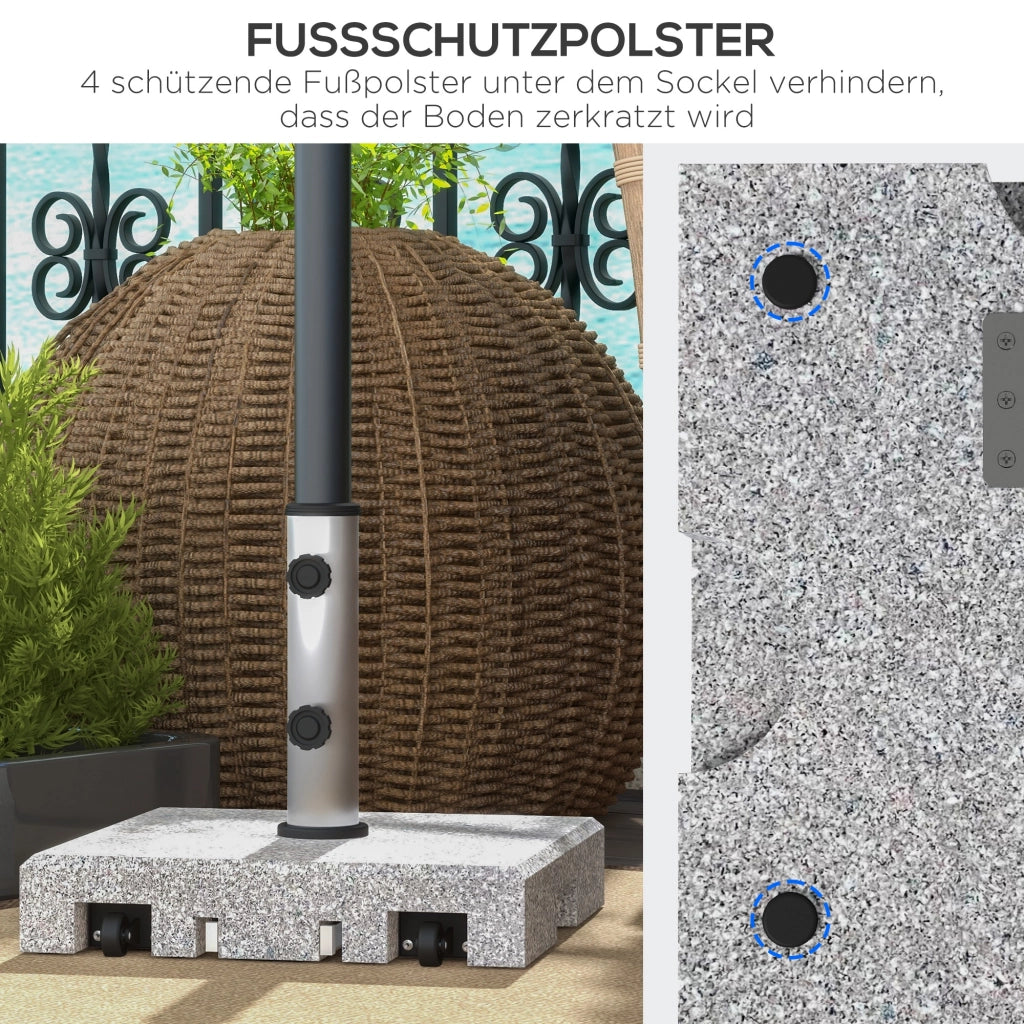 Base per ombrelloni in granito con ruote ¨C zephmum ¨C 28 kg, per pali 32/38/48mm, grigio