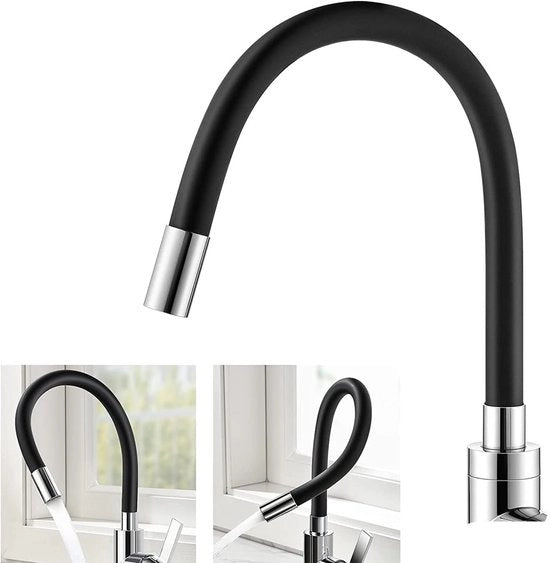 Mangiatutto con lunga fuoriuscita - Cucina adattabile - Rotazione 360° - Mangiatutto unico - In acciaio inossidabile - Per acqua calda/fredda