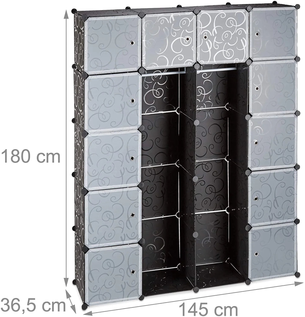 Cubo scaffale armadio armadio in plastica 14 armadietti 180 cm nero 13_0001070_3
