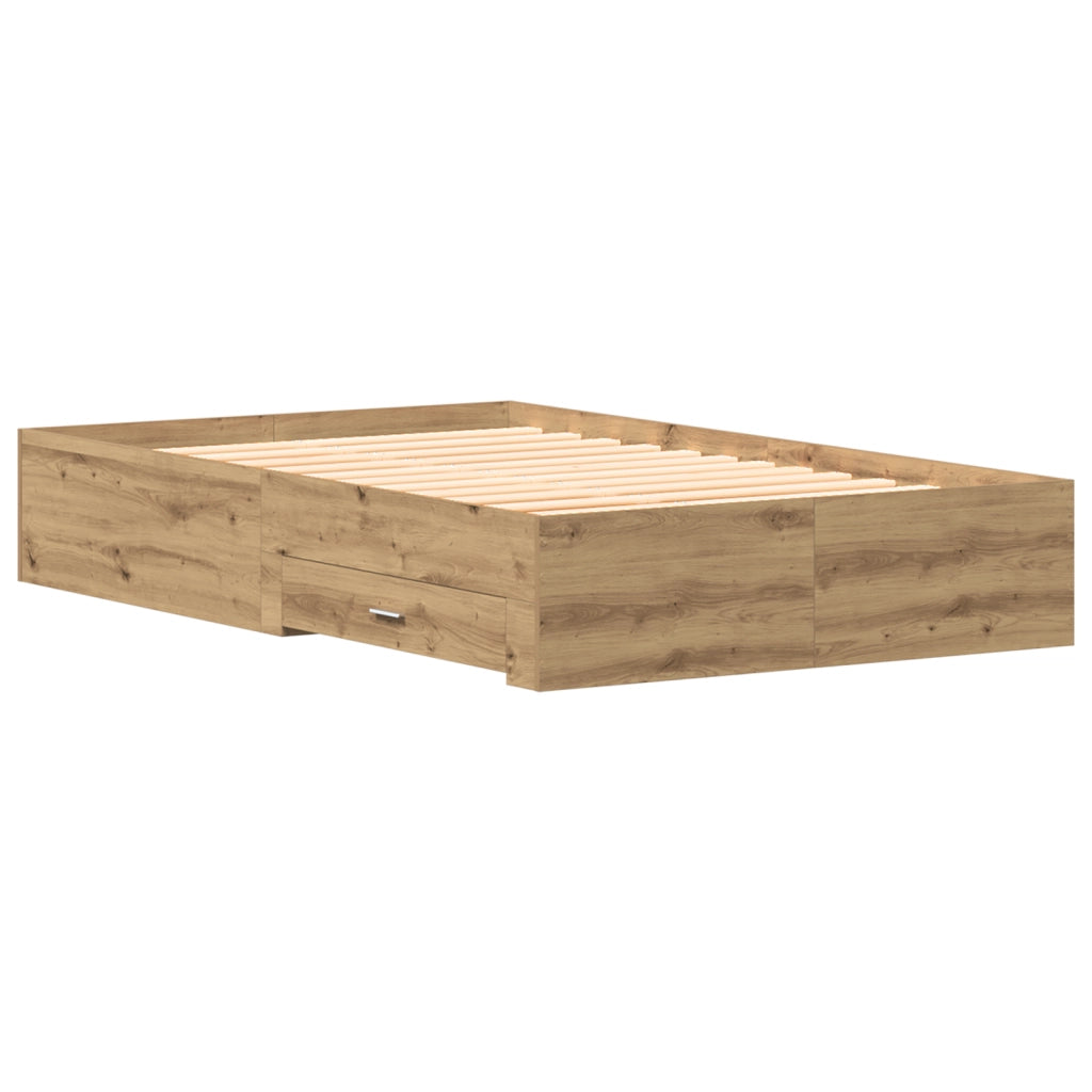 Rete Letto con Cassetti Rovere Artigianale 120x200 cm Legno Ingegnerizzato