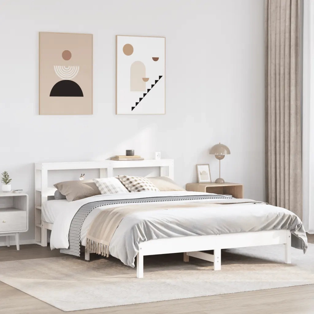 Letto senza Materasso Bianco 135x190 cm Legno Massello di Pino 3306163