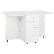 Tavolo Pieghevole da Pranzo con Cassetti e Ruote ¨C Zephmum ¨C Bianco 120x80x75 cm