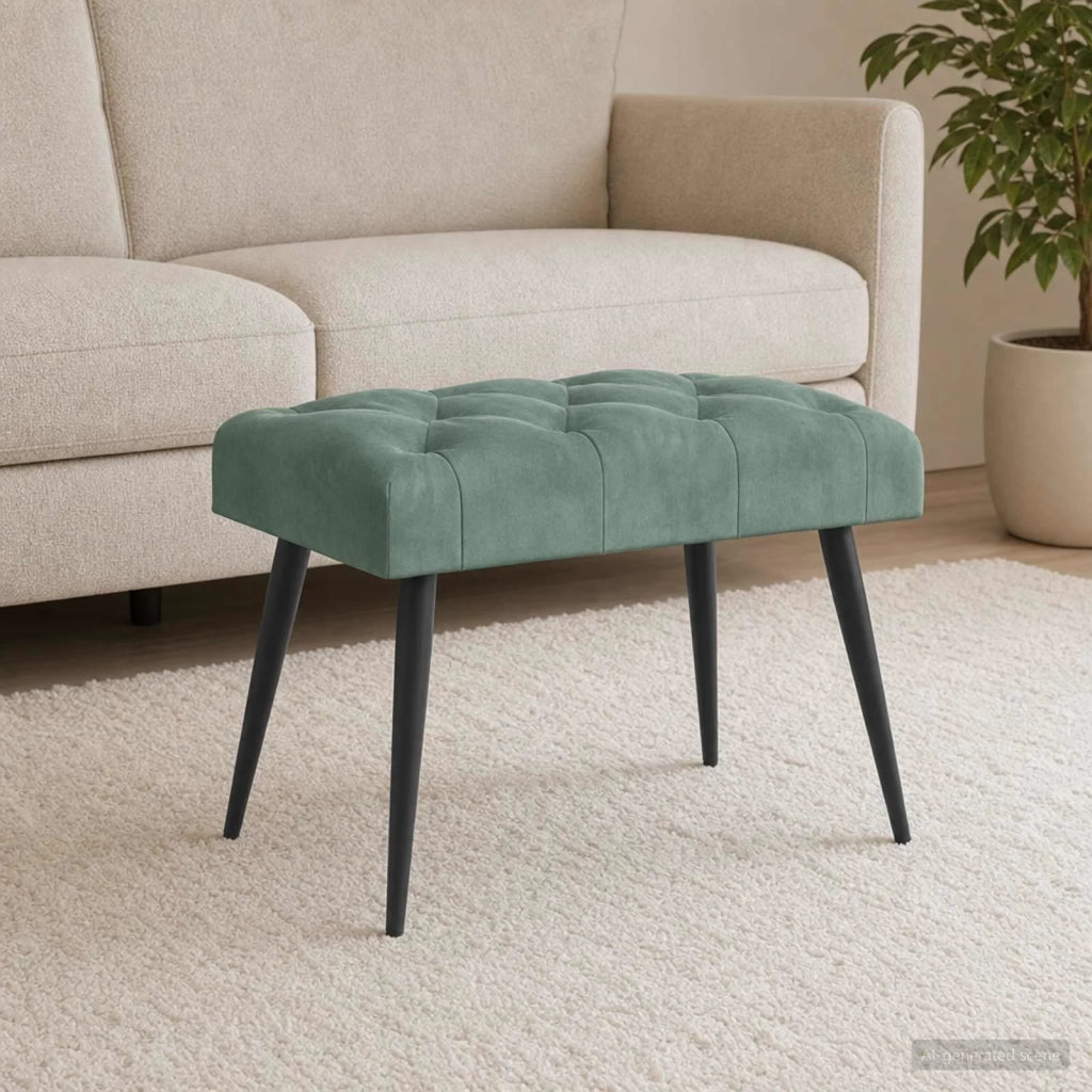 Panchina con bottoni imbottiti Verde Mare 60 x 40 x 45 cm 42038554