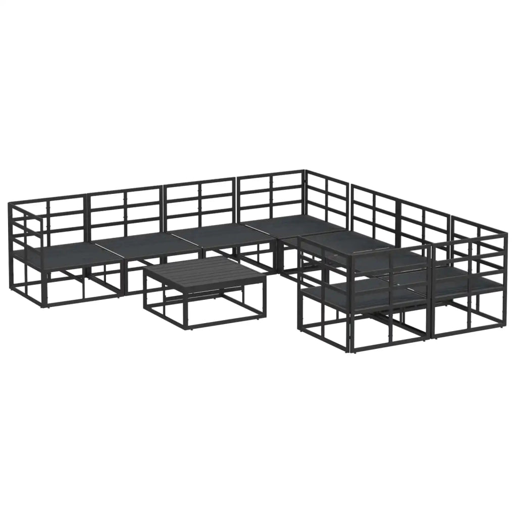 Set Divano da Giardino con cuscino 9 pcs Nero Acciaio 3378949