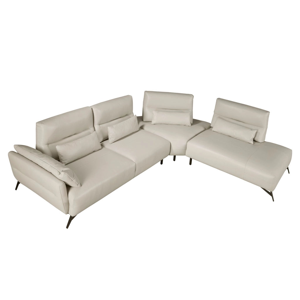 Divano chaise longue destro in pelle sabbia