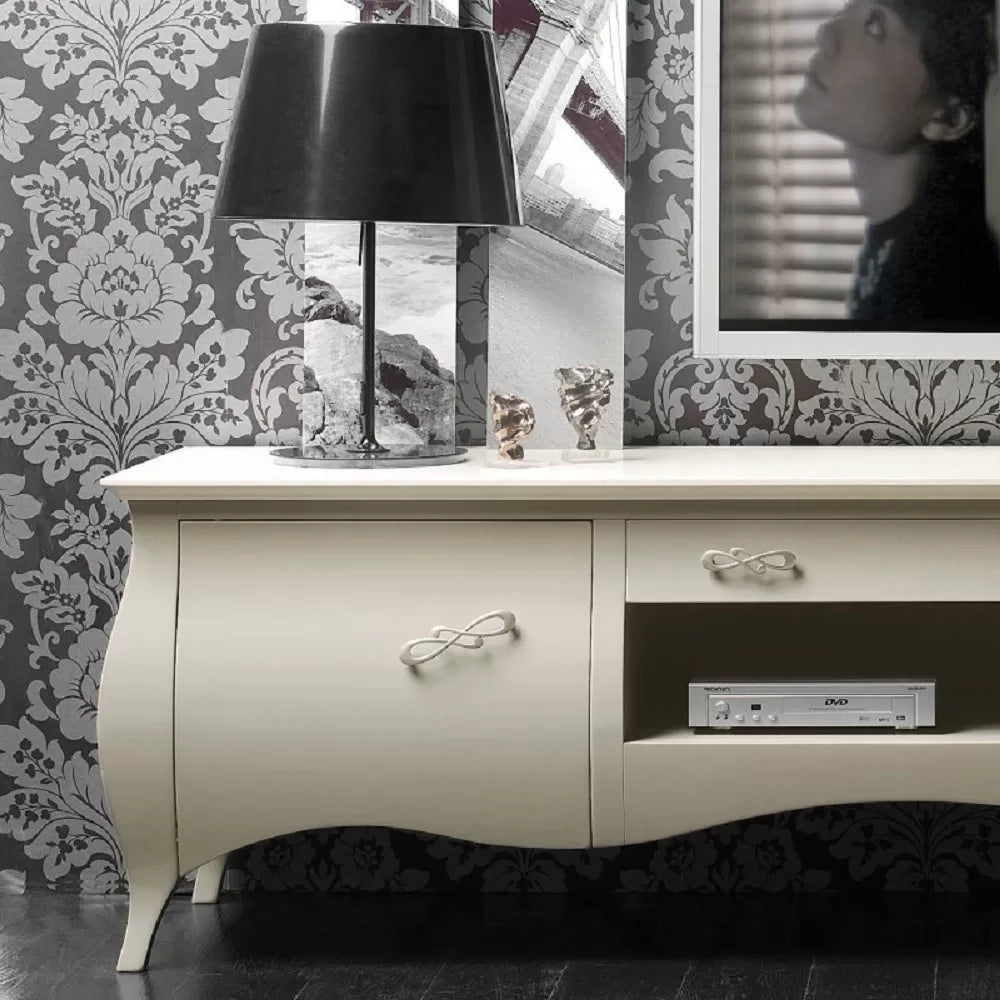 Porta tv bomabato 2 ante shabby in legno avorio l.197 p.53 h.60 - Mobili 2G