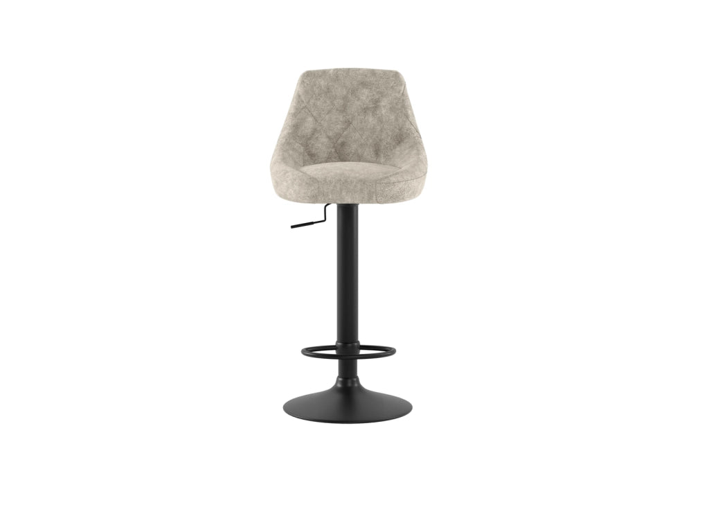 Sgabello Max con seduta in microfibra beige e struttura in metallo nero, altezza regolabile a gas, design moderno per angolo bar - Max
