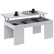 TAVOLINO TAVOLO DA CAFFE' CON PIANO ELEVABILE CM. 50X100X45H COLORE BIANCO LUCID