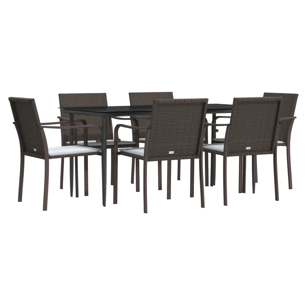 Set Pranzo da Giardino 7 pz con Cuscini in Polyrattan e Acciaiocod mxl 101235