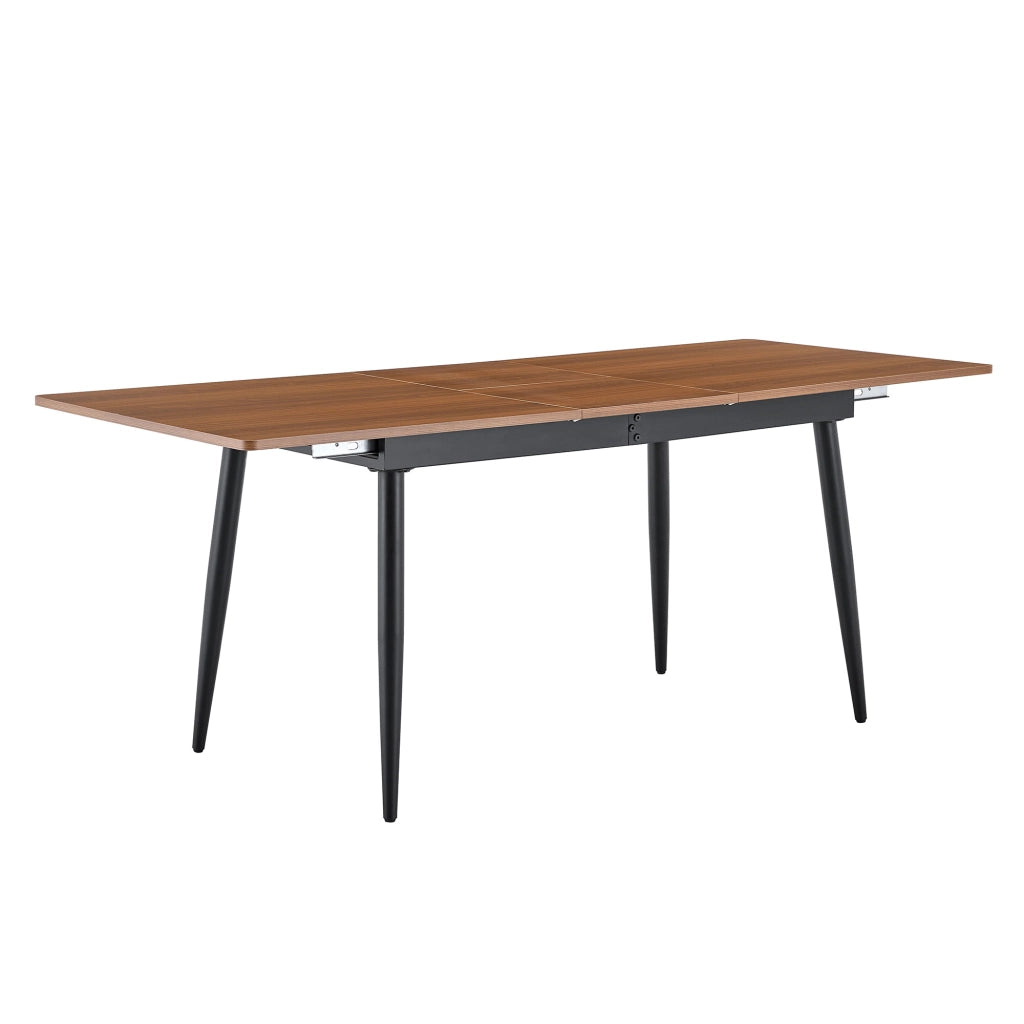 Tavolo da pranzo rettangolare in MDF con gambe in metallo nero stile industriale per sala da pranzo e ufficio colore noce