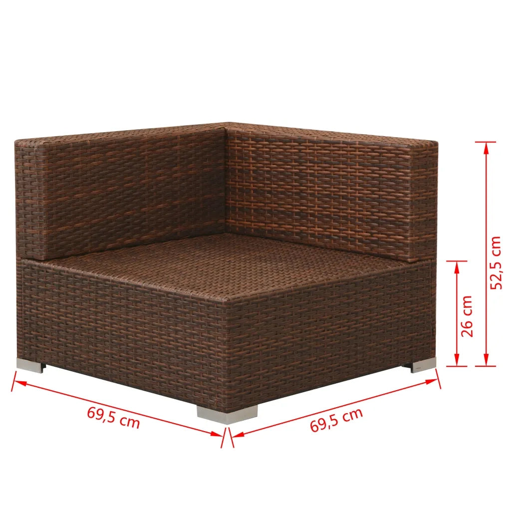 Set Divani da Giardino 3 pz | Set Salotto da Giardino con Cuscini in Polyrattan Marrone