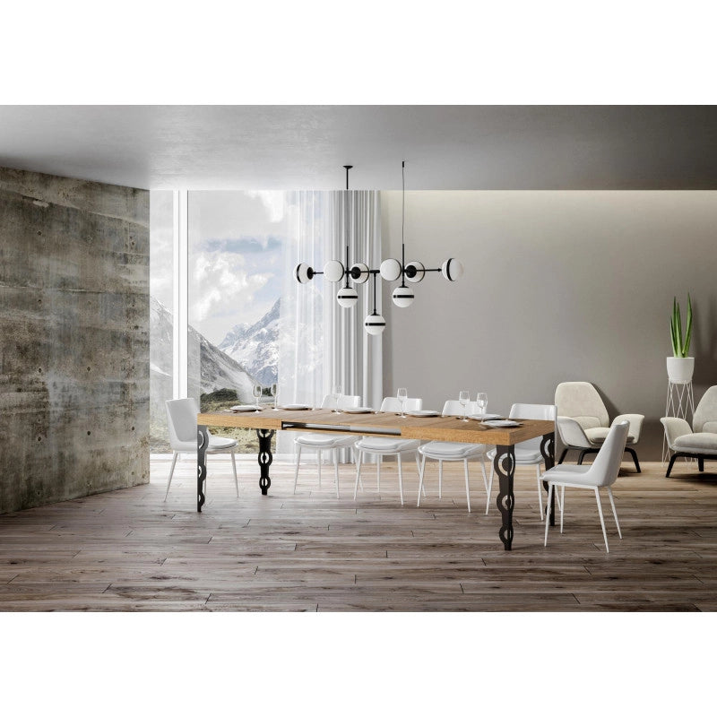 Tavolo allungabile 140/224x80cm Karamay telaio Antracite - Quercia Natura