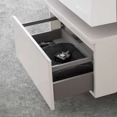 Mobile bagno sospeso 60 cm grigio perla lavabo 120 sinistro e specchio LED Iside