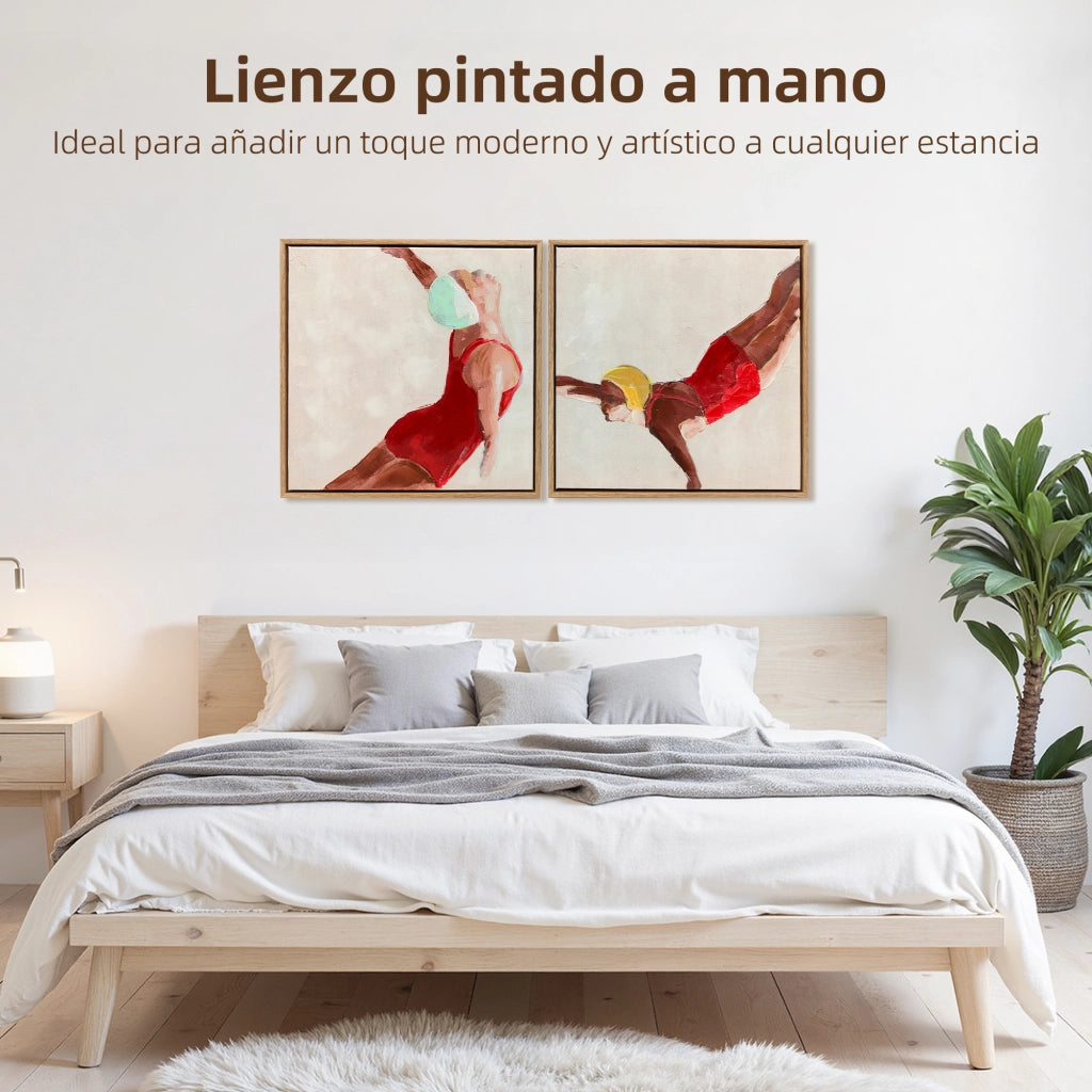 Quadri su Tela Figure Dinamiche ¨C zephmum ¨C Rosso 40x40 cm 2 Pezzi