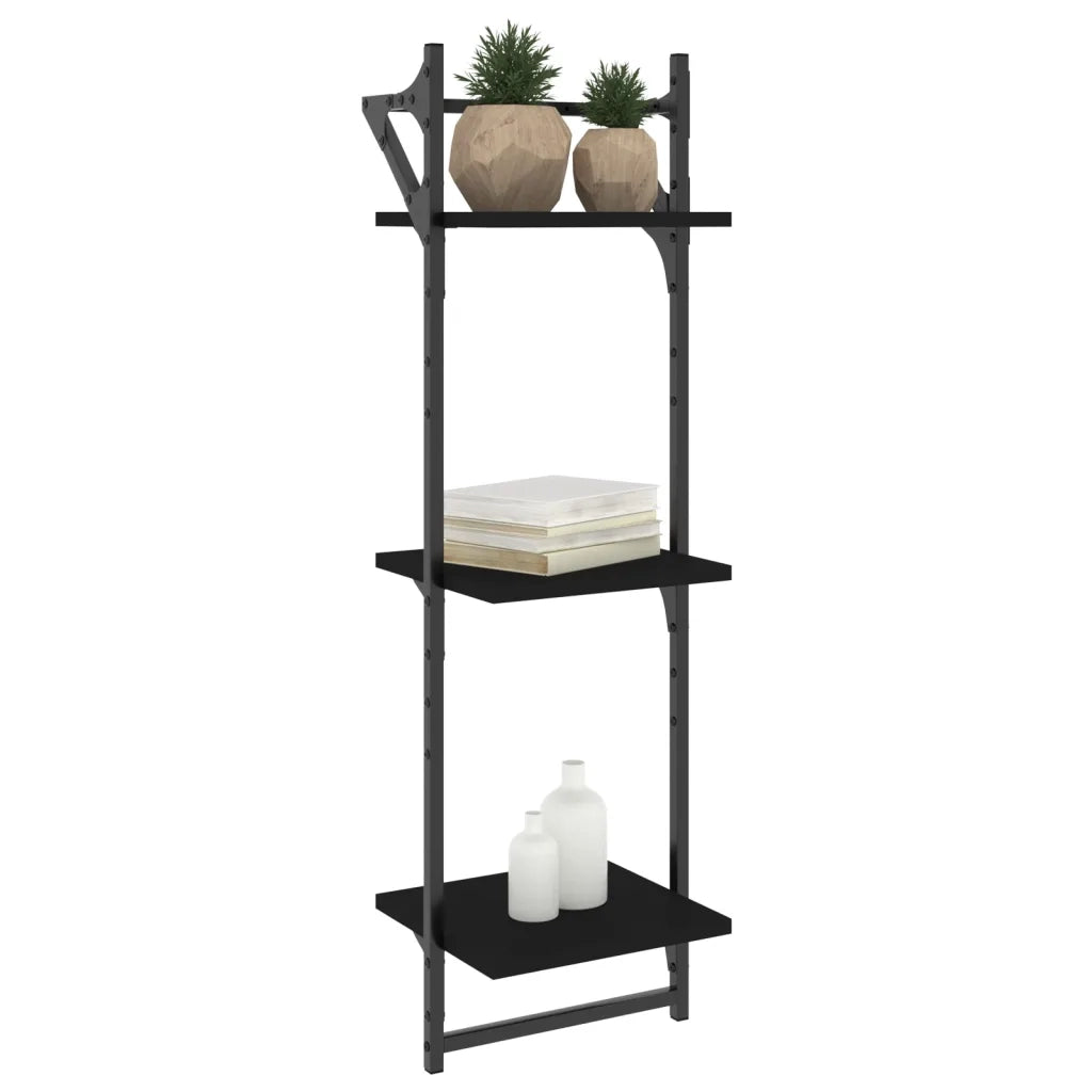 Mensole a Muro con Aste 3 Livelli 2pz Nere 30x25x100 cmcod mxl 107594
