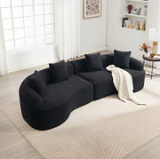 Divano modulare 4 posti curvo in ciniglia; design moderno; nero