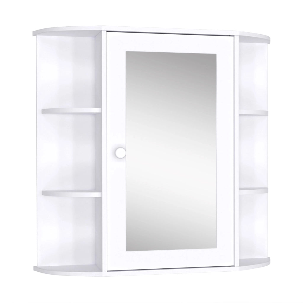 Specchiera da Bagno 1 Anta coon Mensole 66x17x63 cm in Legno  Bianca