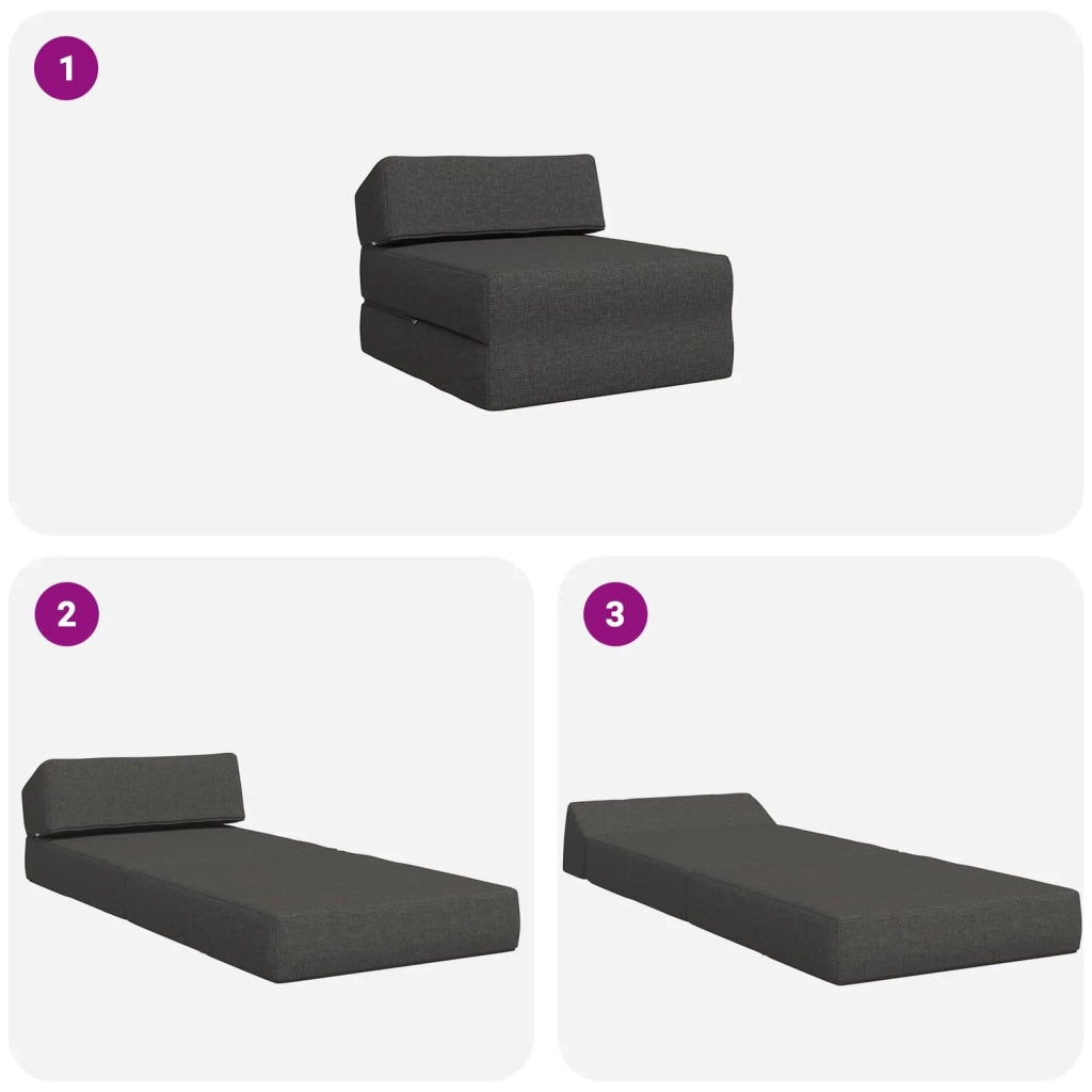 Divano Letto Pieghevole Grigio Scuro 60 x 70 x 41 cm Tessuto