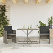 Set da BistrÃ² 3 pz con Cuscini Grigio in Polyrattan