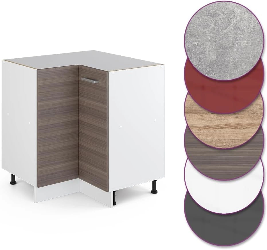 Mobile ad angolo cucina R-Line, Grigio nobile, 75.6 cm senza piano di lavoro, per la libera combinazione all'interno di sistemi cucina modulari