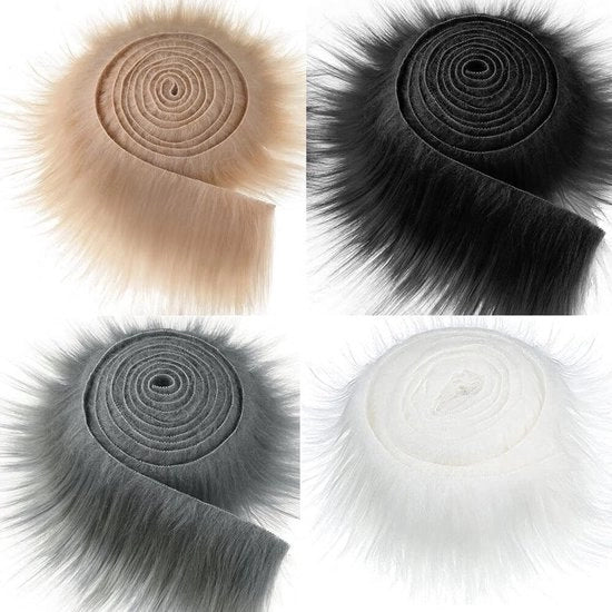 4 pezzi di nastro decorativo in pelo di coniglio - 5 cm x 150 cm - morbido e soffice - ideale per costume di gnomi