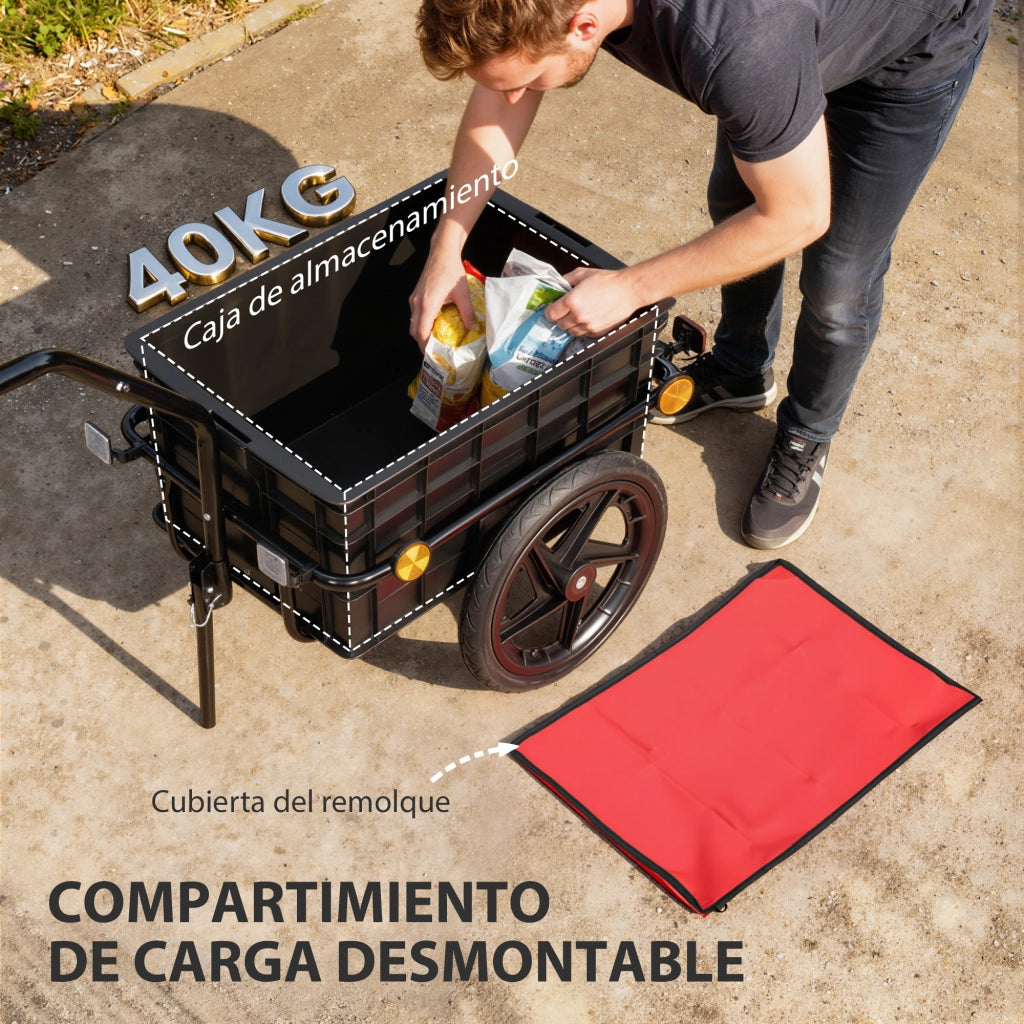 Carrello Bicicletta 40 kg Tela Oxford Riflettori ¨C zephmum ¨C 144x59x80 cm Rosso Nero