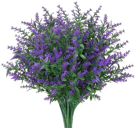 Collezione di 5 fiori di lavanda - UV-resistente - Resistente al tempo - Per uso interno/esterno - Altezza 36 cm