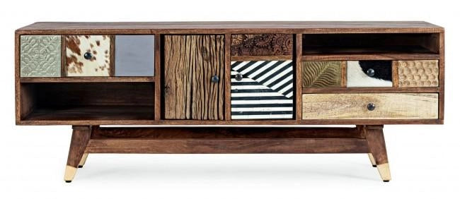 Mobile TV 2 Ante 3 Cassetti 140x40x48 cm in Legno