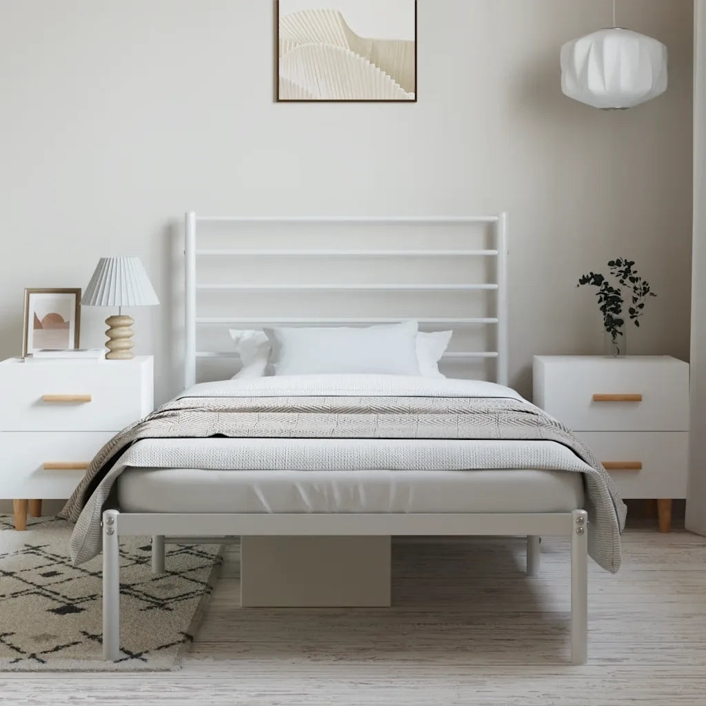 Giroletto con Testiera-Struttura Letto con testiera Metallo Bianco 100x200 cm 237827