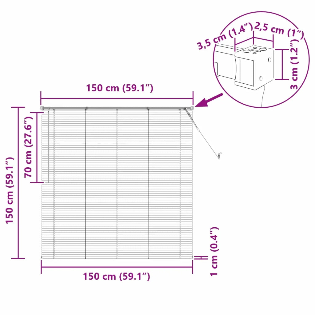 Tenda Veneziana Marrone Scuro con Motivo 150 x 150 cm PVC 42003795
