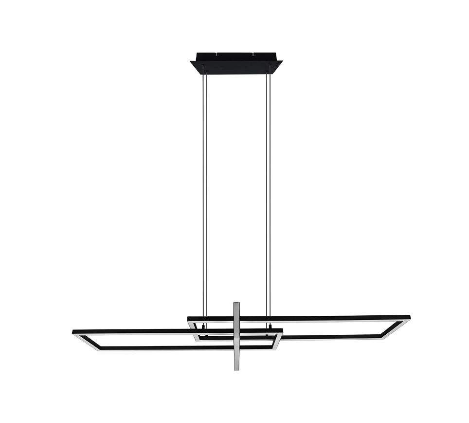 Lampada a sospensione triplo rettangolo, metallo, nero, L 110 cm, Salinas