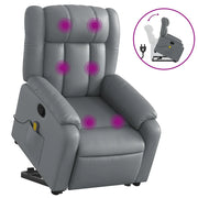 Poltrona | Sedia Relax Alzapersona Reclinabile Massaggio Grigio Similpelle