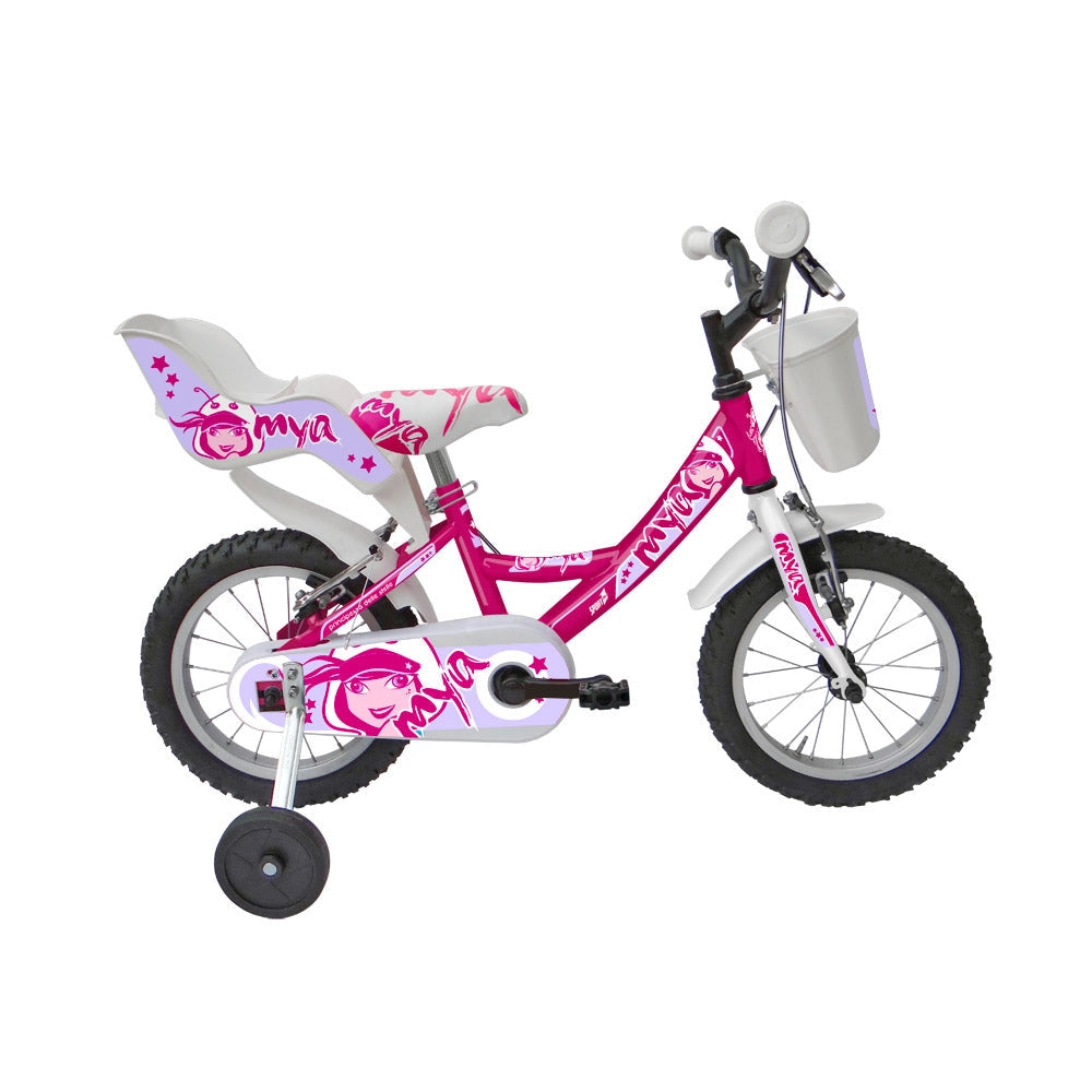 Bicicletta per Bambina 14” 2 Freni Bimba Mya Ciclamino o Rosa/Ciclamino