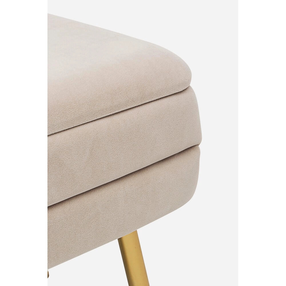 Panca contenitore in velluto con gambe dorate glam - SERENA